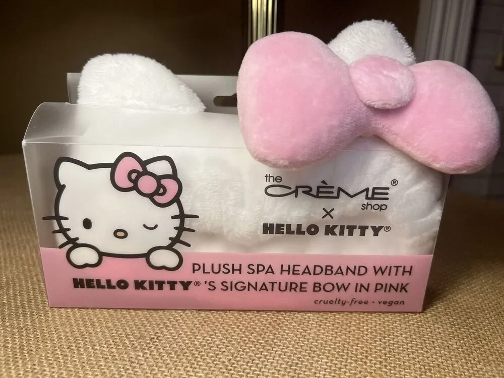 HELLO KITTY White Kitty Ears with Pink Bow Headband-NWT